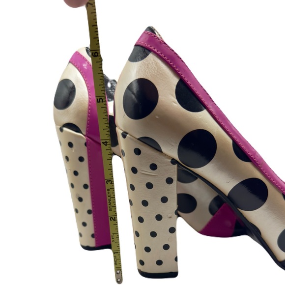 NOT RATED Pink, Black & Off White Polka Dot Peep Toe Heels Size 7, NRW0583-100 - Picture 13 of 14